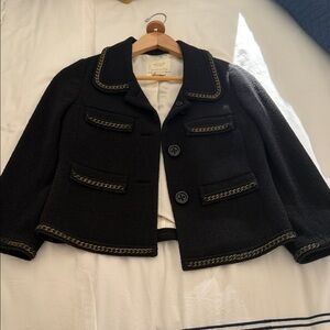 kate spade Black Tweed Cropped Chain-Trim Jacket